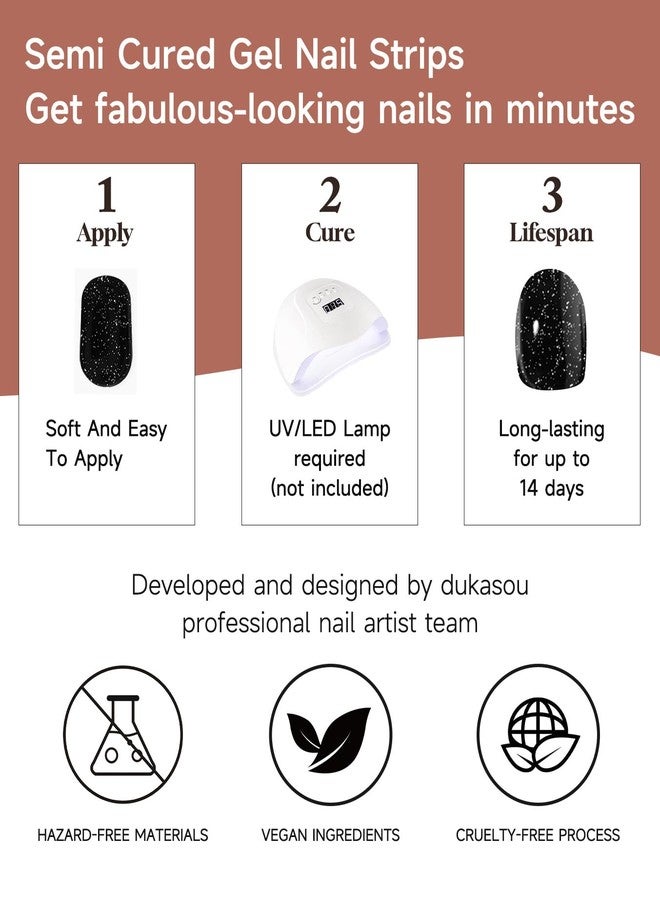 DUKASOU Semi Cured Gel Nail Strips (Dancing Queen), 28 pcs UV Gel Nail Stickers for Women Work with Any UV Lamps, Salon Quality Nails Wraps for Home DIY Nails Art - Image 3